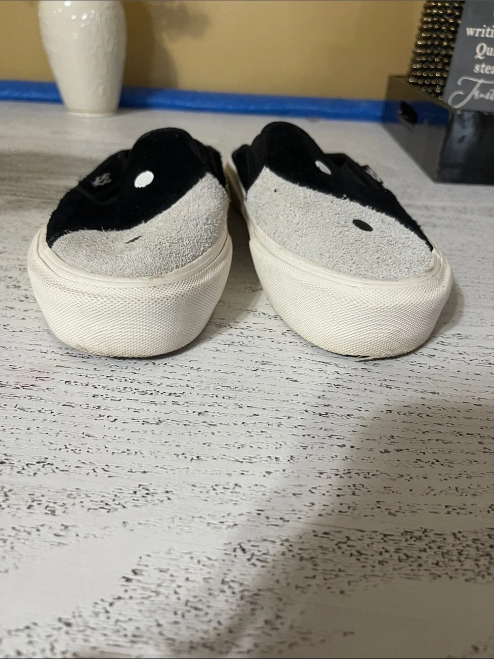 Men’s Black and White Slip-On Mule Sneakers